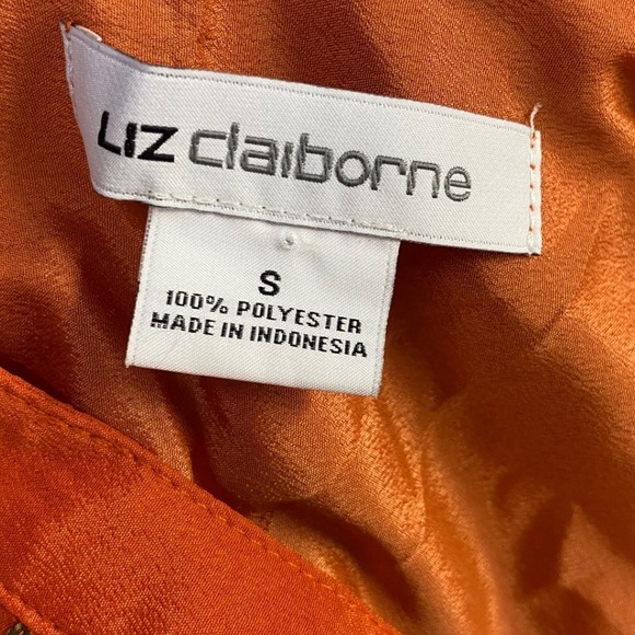 Liz Claiborne Orange Paisley Print Long Sleeve Button Up Blouse Top S - Picture 2 of 5